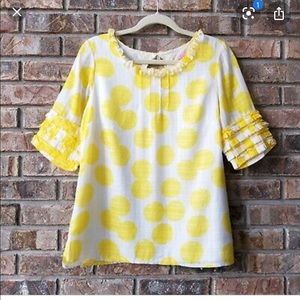 Lilly Pulitzer Yellow polka dot blouse size 10